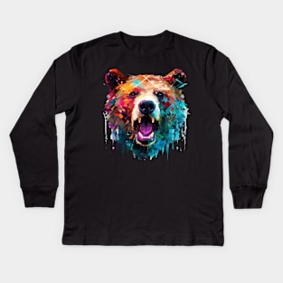 Grizzly Bear Animal Freedom World Wildlife Wonder Abstract Kids Long Sleeve T-Shirt